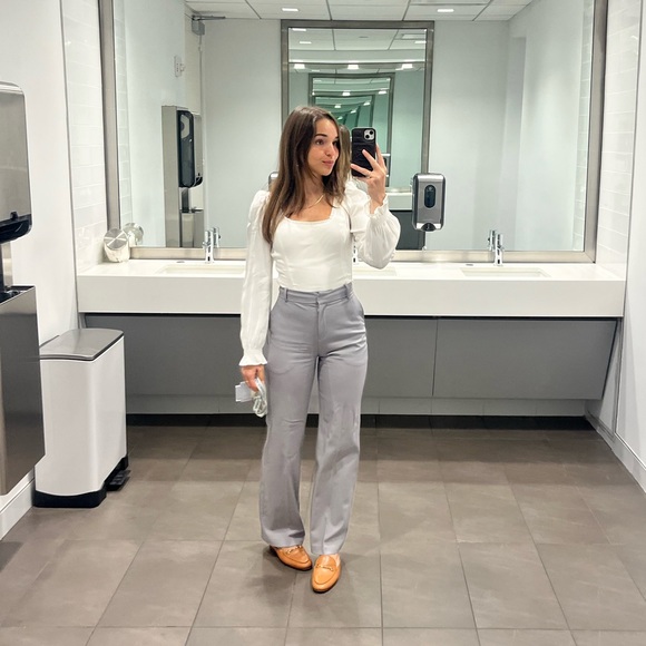 Babaton Pants - Aritzia Pleated Pants - Light Grey, Size 00